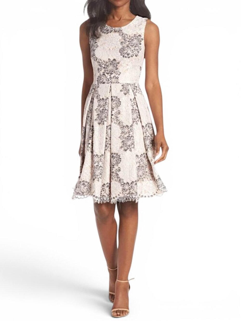 Eliza J. Taupe Lace Sleeveless Fit & Flare Pockets Party Dress NWT 6P 6 Petite